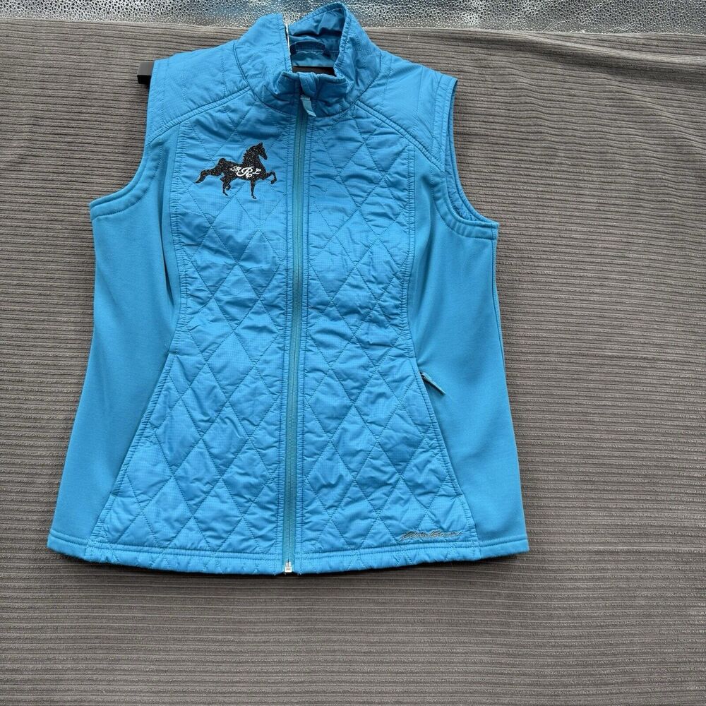 Eddie Bauer Vest Women Large Blue Nylon‎ Outdoors Hiking Walking Exploring.